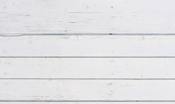 istock Old white wooden planks background texture 866671356