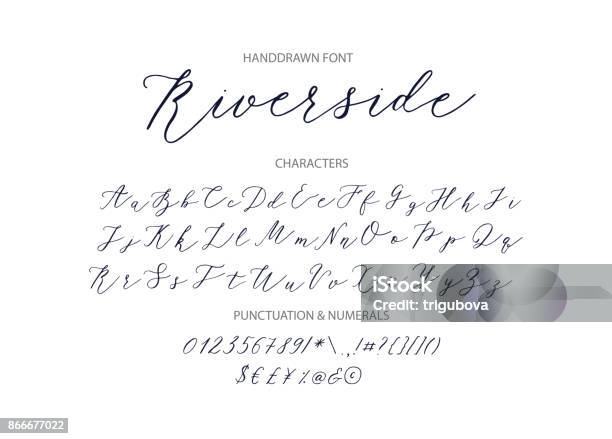 Riverside Handschriftliche Schreibschrift Stock Vektor Art und mehr Bilder von Maschinenschrift - Maschinenschrift, Handschrift, Kalligraphieren