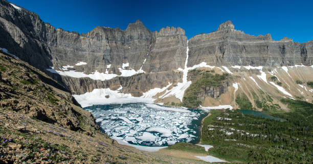 Iceberg lake in the Glacier national park, Montana stock photo