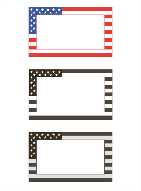illustrazioni stock, clip art, cartoni animati e icone di tendenza di tre cornici nei colori della bandiera americana - us state flag national flag flag three objects