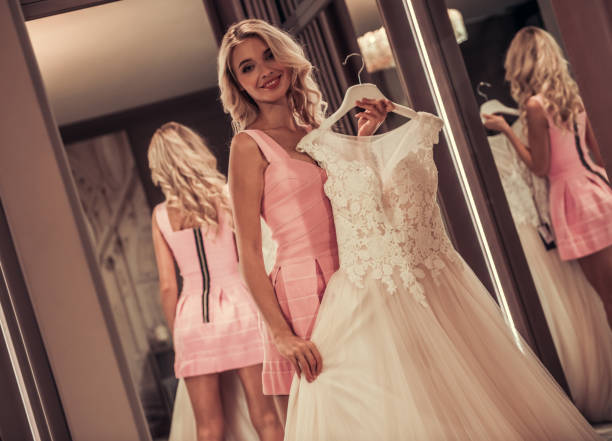 istock Lovely bride in wedding salon 866699328
