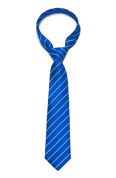 Blue Tie Red and White Striped Tie Isolated on White Background. tying stock pictures, royalty-free photos & images