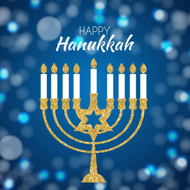 Vector illustration of Happy Hanukkah, Jewish Holiday Background. Vector Illustration. Hanukkah is the name of the Jewish holiday