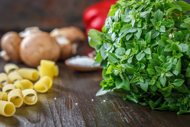 Bazil leaves on kitchen