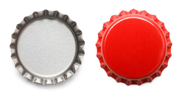 Bottle Caps Red Bottle Caps Isolated on White Background. bottle cap stock pictures, royalty-free photos & images