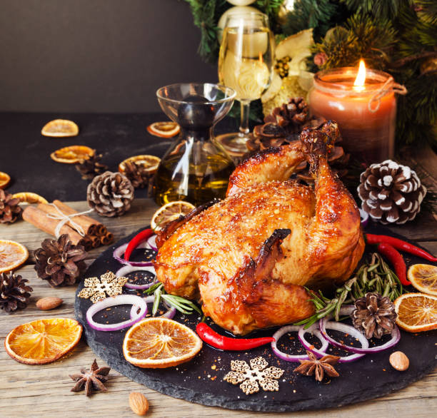 istock Baked turkey for Christmas or New Year space for text 866734542