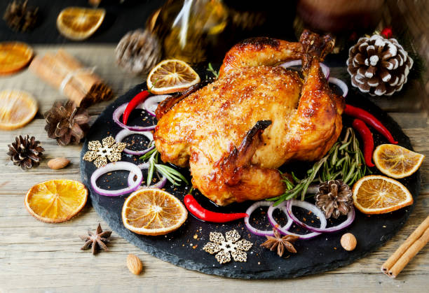 istock Baked turkey for Christmas or New Year space for text 866734582