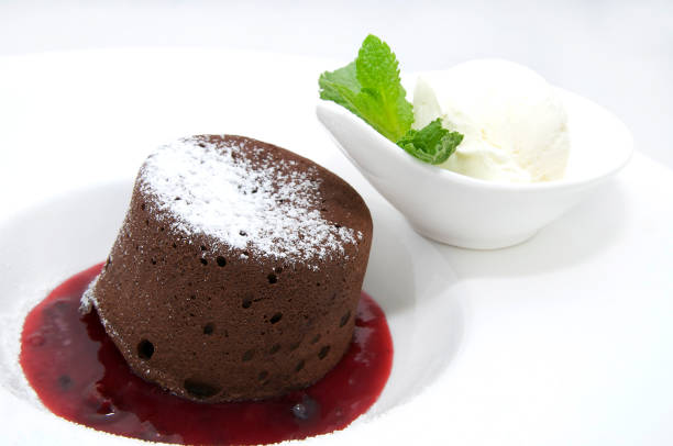 istock A piece of cream cake decorated with chocolate 866746186