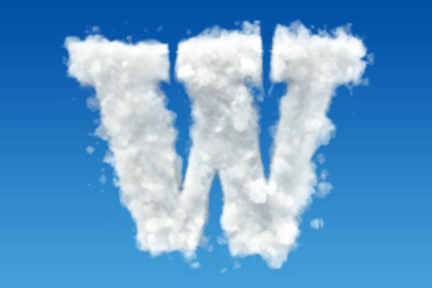 Letter W, alphabet from clouds in the sky. 3D rendering