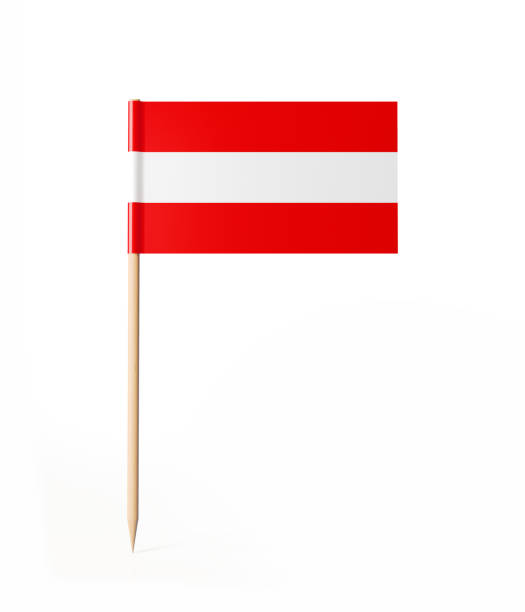 tiny cocktail stick austrian flag - austrian flag imagens e fotografias de stock