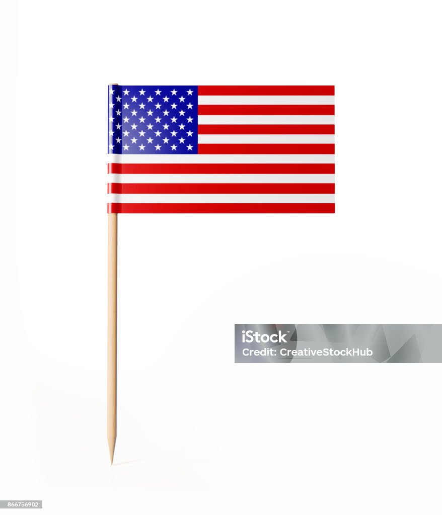 Tiny Cocktail Stick American Flag Tiny cocktail stick flag of USA. With clipping path. American Flag Stock Photo