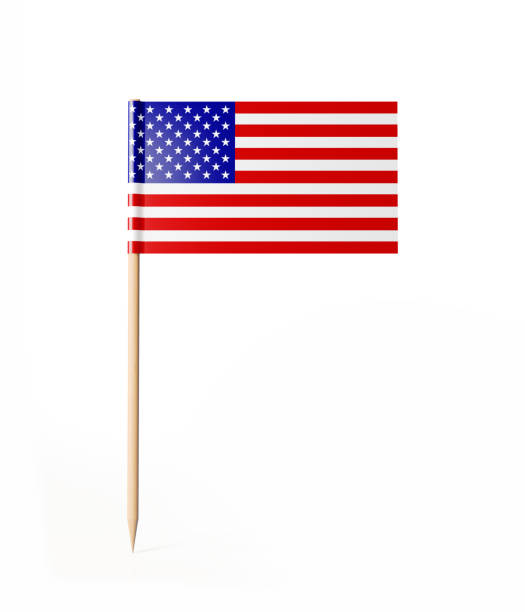 Tiny Cocktail Stick American Flag Tiny cocktail stick flag of USA. With clipping path. toothpick stock pictures, royalty-free photos & images