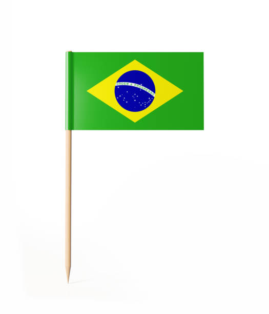 Tiny Cocktail Stick Brazilian Flag Tiny cocktail stick flag of Brazil. With clipping path. cocktail stick stock pictures, royalty-free photos & images