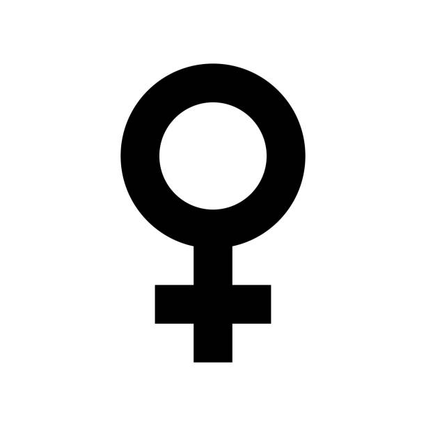 ilustraciones, imágenes clip art, dibujos animados e iconos de stock de icono de símbolo del sexo femenino. icono negro, minimalista, aislado sobre fondo blanco. - venus mujer