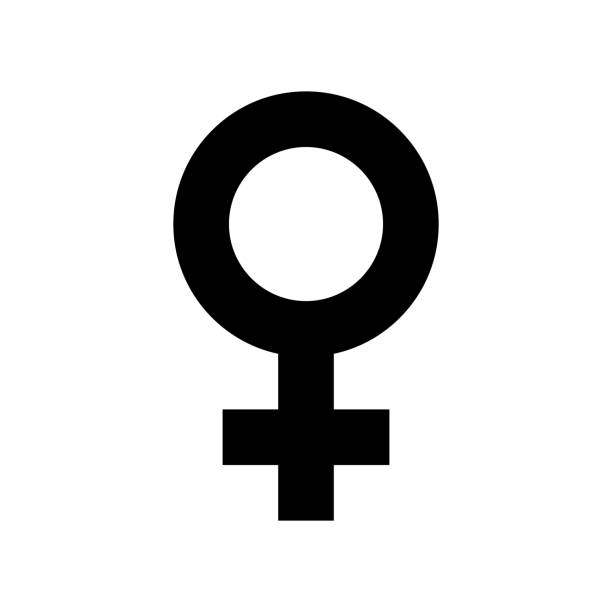 Female sex symbol icon. Black, minimalist icon isolated on white background. Female sex symbol icon. Black, minimalist icon isolated on white background. Gender symbol simple silhouette. Web site page and mobile app design vector element. woman stock illustrations