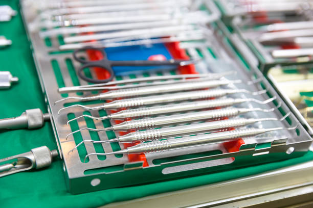 istock Medicine equipment, dental instrument macro view 866757880