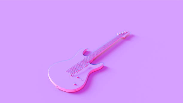 pink electric guitar - plucking an instrument imagens e fotografias de stock