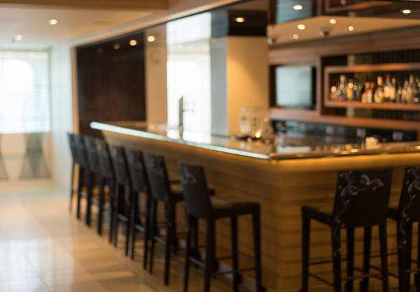 istock Defocused interior of modern bar 866764148