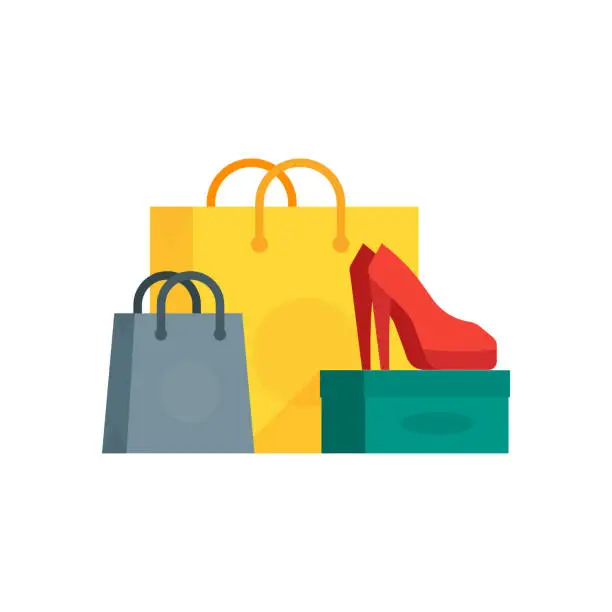 Vector illustration of Buyings in paper bags