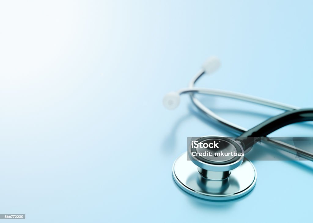 Stethoscope on Blue Background Healthcare Stethoscope Blue Background Medical Stethoscope Stock Photo