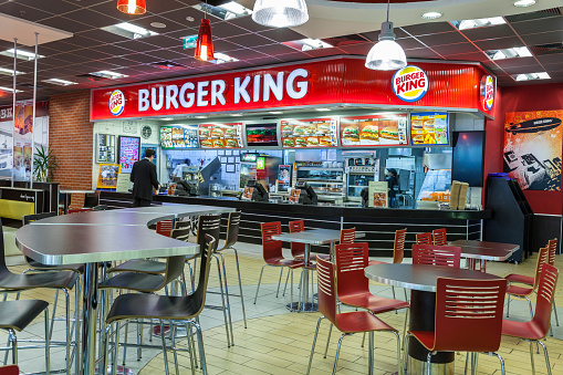 Istanbul, Turkey - March 04, 2011: Burger king store in the Transit hall of Istanbul Atatürk airport.