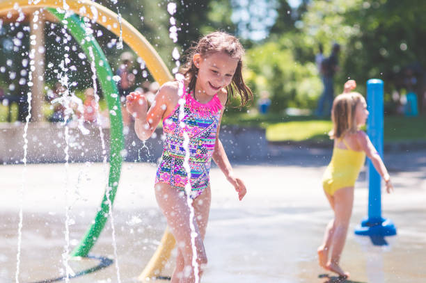 istock Summer afternoon at the splash pad 866793156