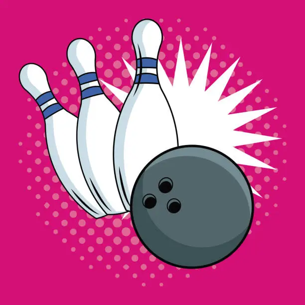 Vector illustration of Bowling pop art cartoon