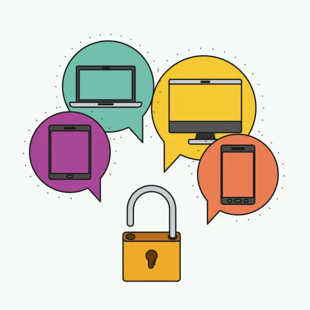 Vector illustration of Network electronic devices communication