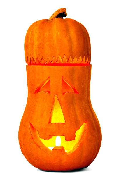istock Freshly Carved Jack-o-Lantern Pumpkin Isolated on White 866806552