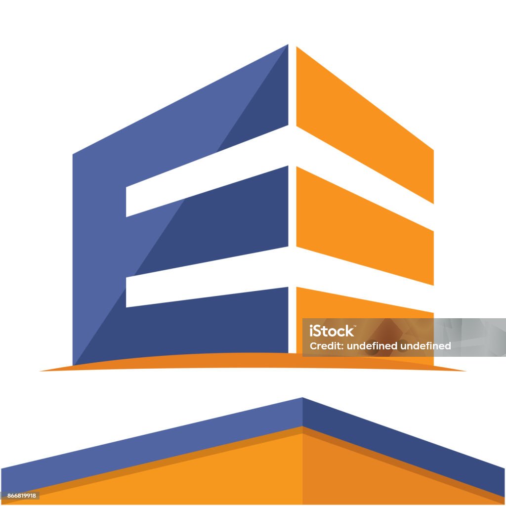 icon  for construction business with the initial letter E, design & color in a flat design style. Letter E stock vector