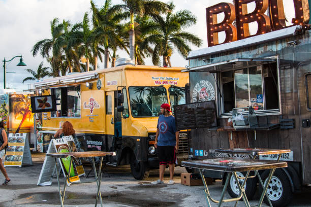 Margate, FL, USA, October 14th, 2017: Food truck festival Margate, FL, USA, October 14th, 2017: local artisan every monthly market and food ruck venue thanet photos stock pictures, royalty-free photos & images