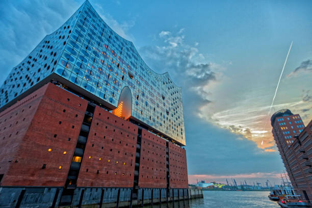 Beautiful Elbphilharmonie concert hall in Hamburg at hafencity district. Elbphilharmonie elbphilharmonie photos stock pictures, royalty-free photos & images