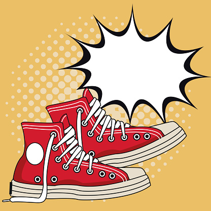 Old sneakers pop art icon vector illustration graphic design