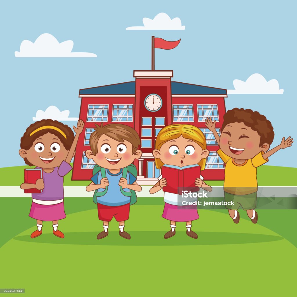 Kids In School Cartoon Stock Illustration - Download Image Now - Baby -  Human Age, Book, Boys - iStock