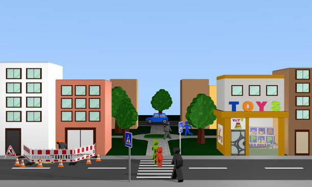 istock City view from the front with pedestrian crossing 866841360