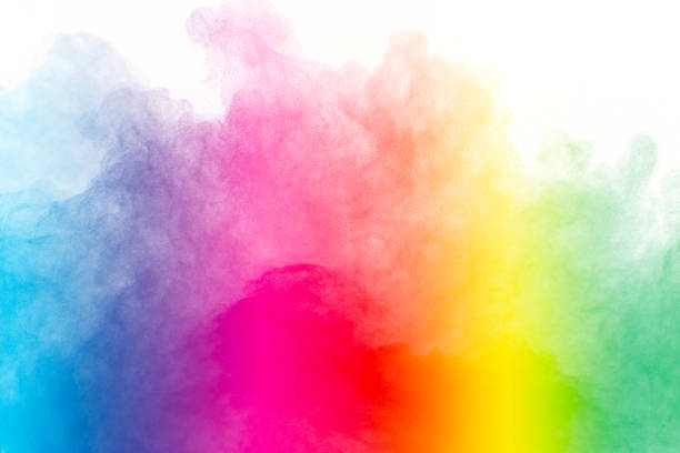 Explosion of colored powder isolated on white background.
