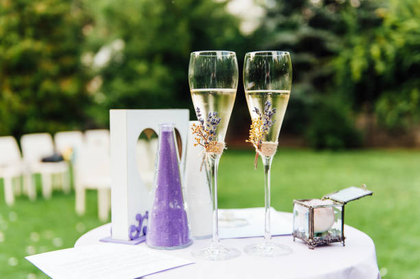 istock Beautiful wedding glass with champagne 866856220
