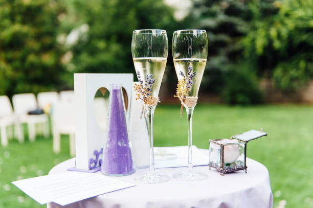 istock Beautiful wedding glass with champagne 866856282