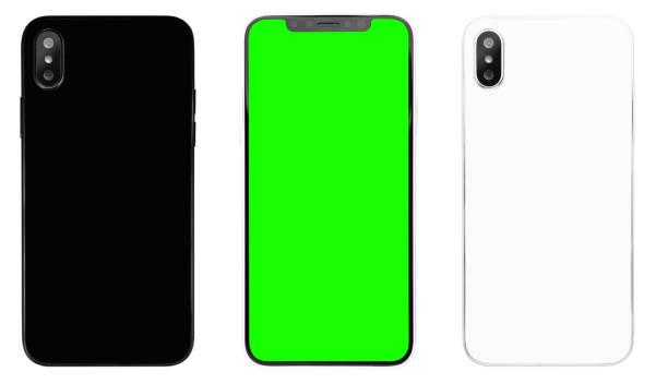 istock Concept of modern smart phone device isolated on white backrgound.Popular cell phone model with dual camera lens and big touch screen display 866862856