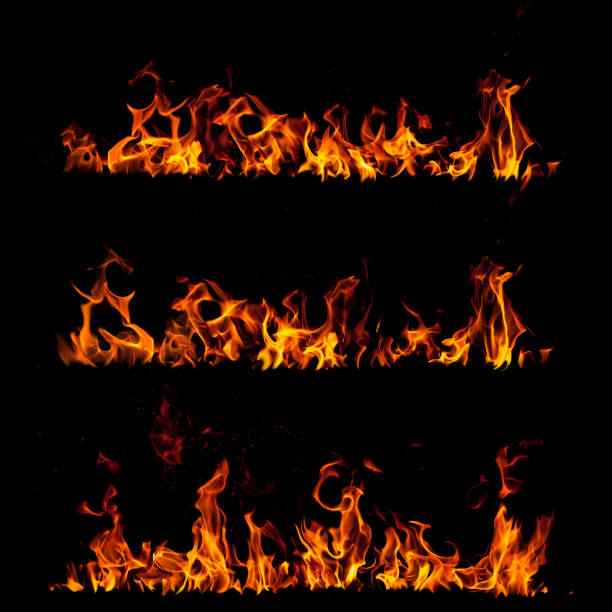 istock Set of fire borders isolated on black 866882428