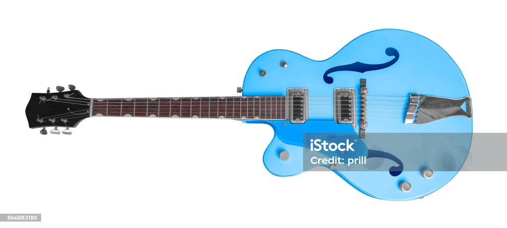 blue electric guitar blue electric guitar in white back Blue Stock Photo