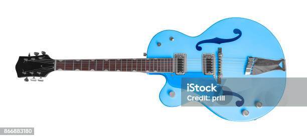 Blue Electric Guitar Stock Photo - Download Image Now - Blue, Electric Guitar, Guitar