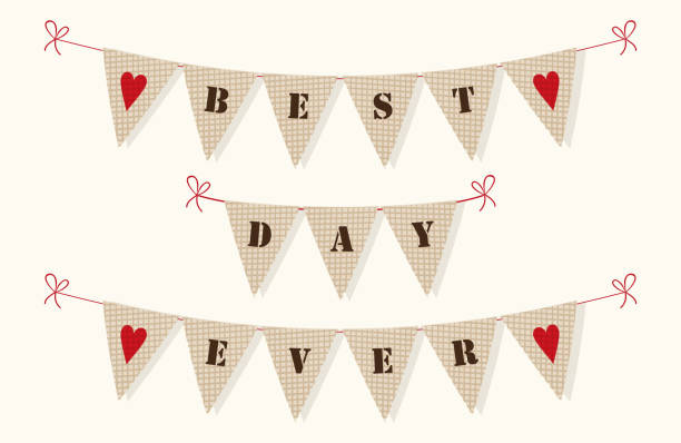 istock Cute vintage bunting flags with hearts and letters 866886278