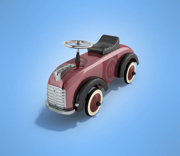 istock Retro typewriter jogging for children burgundy front perspective 3d render on blue background 866887292
