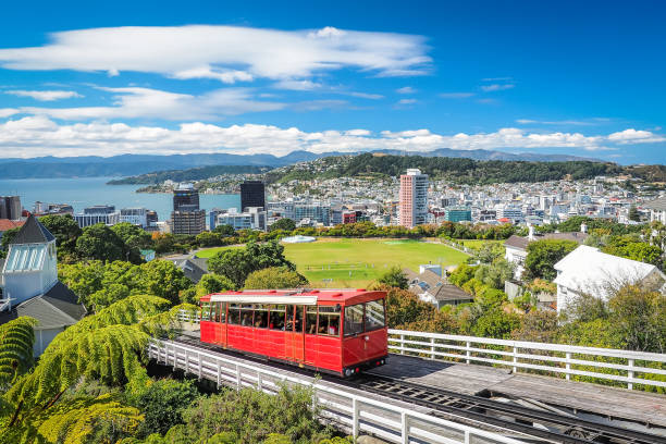 Wellington Cable Car, the landmark of New Zealand. The most famous landmark in Wellington. wellington city new zealand stock pictures, royalty-free photos & images