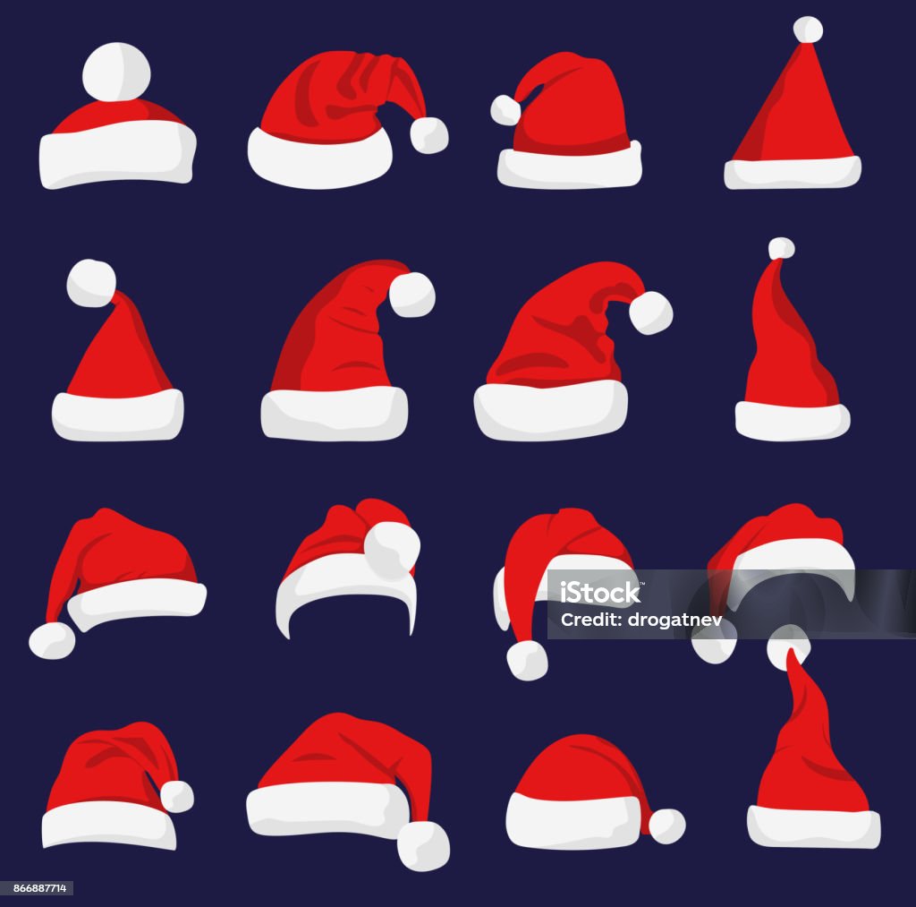 Silueta del sombrero rojo de Santa Claus. - arte vectorial de Gorro de Papá Noel libre de derechos