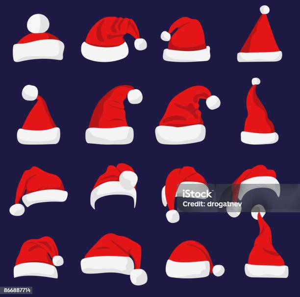 Ilustración de Silueta Del Sombrero Rojo De Santa Claus y más Vectores Libres de Derechos de Gorro de Papá Noel - Gorro de Papá Noel, Sombrero, Navidad