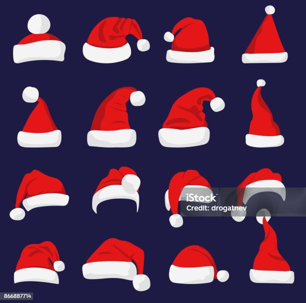 Santa Claus Red Hat Silhouette Stock Illustration - Download Image Now - Santa Hat, Hat, Christmas