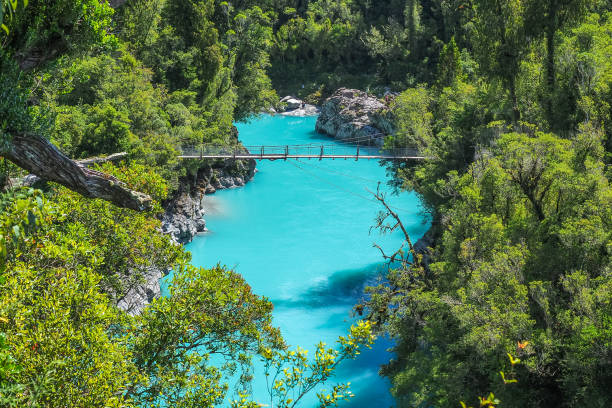 istock Hokitika Gorge, The vivid turquoise water and swing bridge. (West Coast, New Zealand) 866887784