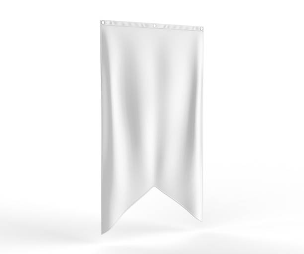 istock Gonfalon fishtail bottom flag banner for your logo design. Blank white 3d render illustration 866890884
